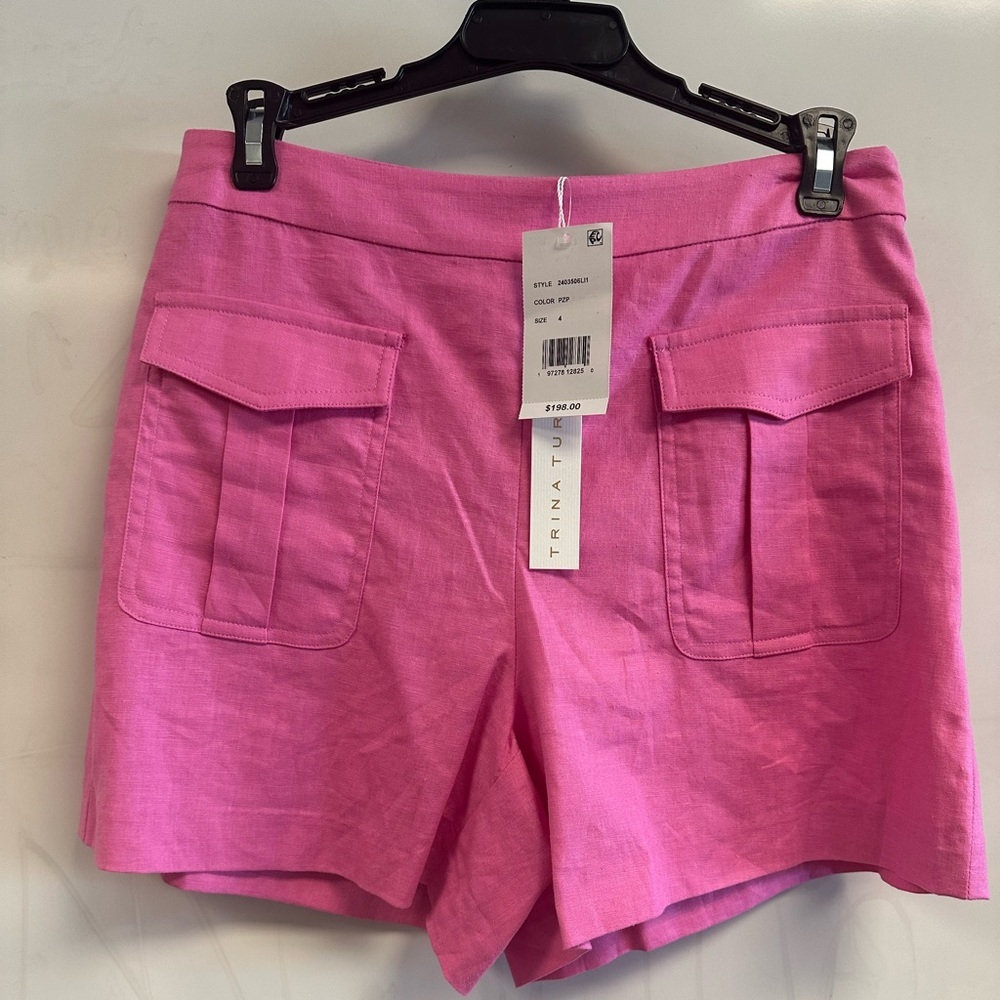 Trina Turk Women’s “BARBIE” Barbonici Linen-Blend Short Piazza Pink Sz 4